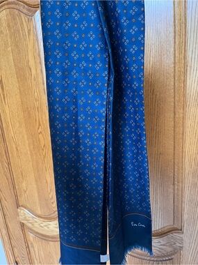 Pierre Cardin Blue and Gold Patterned Men's Scarf